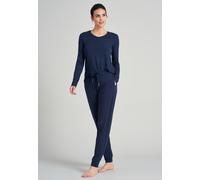 Schiesser Damen Schlafhose Lang Mit Bündchen Modal - Mix + Relax Pyjamaunterteil, Blau_175481, 44 EU