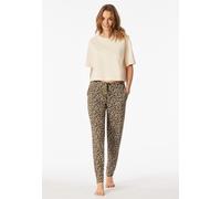 Hose lang Bündchen Blumen Leoparden oliv - Mix+Relax 38