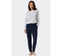 Pyjamahose SCHIESSER "Mix + Relax", Damen, Gr. 38, N-Gr, blau (803, dunkelblau), Single Jersey, Obermaterial: 95% Baumwolle, 5% Elasthan, bequem lang, Hosen Pyjamahose, Single-Jersey-Qualität, bequem