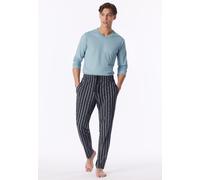 Pyjamahose SCHIESSER "Mix + Relax", Herren, Gr. 52, N-Gr, schwarz-weiß (845, blau), Single Jersey, Obermaterial: 100% Baumwolle, lang, Hosen Pyjamahose, gestreift, seitliche Taschen, Bindekordel (1720