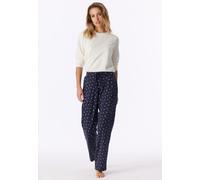 Pyjamahose SCHIESSER "Mix + Relax", Damen, Gr. 44, N-Gr, blau (904, multicolor 1), Single Jersey, Obermaterial: 95% Baumwolle, 5% Elasthan, lang, Hosen Pyjamahose, Cotton-Mix, Gummizug, Bindeband, sei