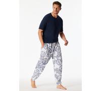 Hose lang Statement-Druck weiß-blau - SCHIESSER 150 Years 50