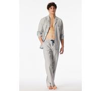 Schiesser Pyjama-Hose aus Baumwoll-Leinen-Mix mit elastischem Bund in Marine, Größe 48