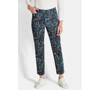 Stoffhose GOLDNER "Knöchellange Stretch-Druckhose LOUISA", Damen, Gr. 44, N-Gr, blau (royalblau, gemustert), Obermaterial: 95% Polyester PES. 5% Elasthan EL., Hosen Stoffhose, stretchbequemer Jersey (