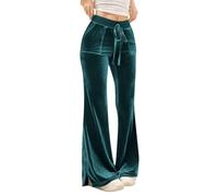 Hose mit geradem Bein für Damen, Thermo-Jogginghose, elastische Taille, Samthose, Haremshose, lässige Trainingshose, Fitnesshose, Baggy-Jogger, Y2K für Büro, Arbeit, Reisen, Loungwear, B Marineblau, L