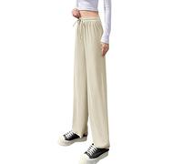 Hose Mit Seitentaschen Damen Schwarz Damen Casual Multicolor High Waist Strap Kordelzughose Casual Pants Weiße Hose Damen 46 (A, S)