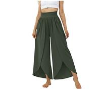 Hose Schwarz Damen Elegant Cargo Hose Damen Baggy Kompressionsstrumpfhose Damen High Waist Einfarbiges Unregelmäßiger Saum Haremshose Elastische Taille Bauchweg Hose Fahrradhose Damen (Armeegrün, S)