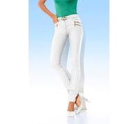 Stretch-Hose HEINE, Damen, Gr. 42, Normalgrößen, weiß, 48% Baumwolle, 45% Polyester, 7% Elasthan, Miedereinsatz:15% Elasthan, 85% Polyamid, unifarben, lang, Hosen (18520843-42) weiß