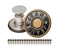 Hosen Ersatz Knöpfe zum Vernieten, 20 Pack, Ø 17 mm Messing Jeansknöpfe, Bronze-farben, Jeans Button mit Nieten, Jeans Knopf zum Einschlagen, Metall Hosenknopf, Hose weiter machen, Hosenknöpfe robust