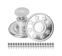 Hosen Ersatz Knöpfe zum Vernieten, 20 Pack, Ø 17 mm Messing Jeansknöpfe, Silber-farben, Jeans Button mit Nieten, Jeans Knopf zum Einschlagen, Metall Hosenknopf, Hose weiter machen, Hosenknöpfe robust