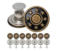 Hosen Ersatz Knöpfe zum Vernieten, 8 Pack, Ø 17 mm Messing Jeansknöpfe, Bronze-farben, Jeans Button mit Nieten, Jeans Knopf zum Einschlagen, Metall Hosenknopf, Hose weiter machen, Hosenknöpfe robust