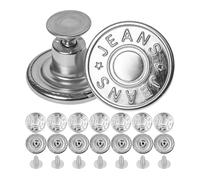Hosen Ersatz Knöpfe zum Vernieten, 8 Pack, Ø 17 mm Messing Jeansknöpfe, Silber-farben, Jeans Button mit Nieten, Jeans Knopf zum Einschlagen, Metall Hosenknopf, Hose weiter machen, Hosenknöpfe robust