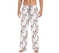 Hosen Für Herren, Baggy Jogginghose Herren Basic klassischer Alltags Loungewear Pyjamahose/Freizeithose mit weihnachtlichem Cartoon Print und Kordelzug
