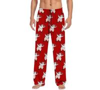 Hosen Für Herren, Baggy Jogginghose Herren Basic klassischer Alltags Loungewear Pyjamahose/Freizeithose mit weihnachtlichem Cartoon Print und Kordelzug