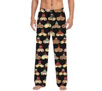 Hosen Für Herren, Herren Jogginghose Basic klassischer Alltags Loungewear Pyjamahose/Freizeithose mit weihnachtlichem Cartoon Print und Kordelzug