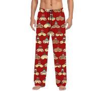 Hosen Für Herren, Herren Jogginghose Basic klassischer Alltags Loungewear Pyjamahose/Freizeithose mit weihnachtlichem Cartoon Print und Kordelzug