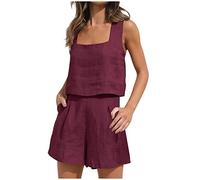 Hosenanzüge Frauen Elegant Elegante Sommer Casual Outfits Damen 2-teilige Sets Übergröße Kordelzug verstellbar modisches festes Kurzarm-Oberteil + Hosen-Set bequemer Loungewear