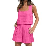 Hosenanzüge Frauen Elegant Elegante Sommer Casual Outfits Damen 2-teilige Sets Übergröße Kordelzug verstellbar modisches festes Kurzarm-Oberteil + Hosen-Set bequemer Loungewear