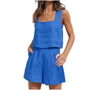 Hosenanzüge Frauen Elegant Elegante Sommer Casual Outfits Damen 2-teilige Sets Übergröße Kordelzug verstellbar modisches festes Kurzarm-Oberteil + Hosen-Set bequemer Loungewear