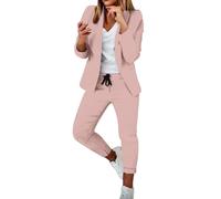 Hosenanzüge Für Damen Blazer 2-Teilig Anzugjacke Karo Einfarbig Anzug Set Elegant Sportlich Damenanzug Freizeitmantel Mode Festlich Streetwear Slimfit Revers Mantel Business