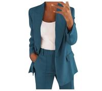 Hosenanzüge für Damen Elegant Business Freizeitanzug 2 Teilig Outfit Cardigan Einfarbig Set Vintage Fashion Blazer Langarm Casual Loungewear Sportlich Locker Jogginganzug Lässige Anzüge
