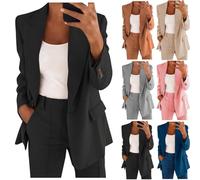 Hosenanzüge für Damen Elegant Business Freizeitanzug 2 Teilig Outfit Cardigan Einfarbig Set Vintage Fashion Blazer Langarm Casual Loungewear Sportlich Locker Jogginganzug Lässige Anzüge