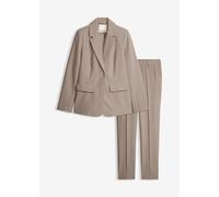 Hosenanzug BONPRIX "Hosenanzug 2-tlg", Damen, Gr. 36, N-Gr, braun (taupe (länge: regulär)), Web, Obermaterial: 80% Polyester, 15% Viskose, 5% Elasthan. Futter: 100% Polyester, gepflegt, unifarben, reg