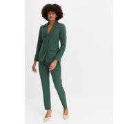 Hosenanzug BONPRIX "Hosenanzug 2-tlg", Damen, Gr. 52, N-Gr, schattengrün (länge: regulär), Web, Obermaterial: 80% Polyester, 15% Viskose, 5% Elasthan. Futter: 100% Polyester, gepflegt, unifarben, regu