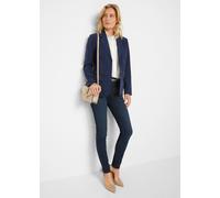 Hosenanzug BONPRIX "Hosenanzug (2-tlg.Set)", Damen, Gr. 52, N-Gr, dunkelblau (länge: regulär), Web, Obermaterial: 90% Polyester, 10% Elasthan. Futter: 100% Polyester, unifarben, festlich, schmal, Anzü