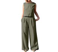 Hosenanzug Damen 2 Teilige Outfits Lässige Elegant Zweiteiliges Set Hochzeit Gr 48 Für Mollige Loungewear Sommer Outfits Streetwear Freizeitanzug Anzug 2 Teiler Hausanzug Tracksuit (b-Green, XXXL)