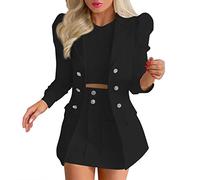 Hosenanzug Damen, Damen Anzug 2 Teilig Elegantes Business Anzug Set Zweiteiliges Blazer Set Arbeitsjacke Büro Lady Mini Rock Jacken Anzug Set Festlich Slimfit Freizeitanzug Outfit