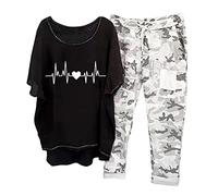 Hosenanzug Damen Elegant 2 Teiler Weite Caprihose und Große Größen Leicht Top Zweiteiler Outfit Leicht Schick Lässiger Anzug Freizeitanzug Hausanzug Tracksuit Leinenanzug Strand Urlaub Sale Angebote