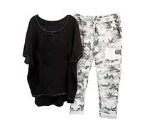 Hosenanzug Damen Elegant 2 Teiler Weite Caprihose und Große Größen Leicht Top Zweiteiler Outfit Leicht Schick Lässiger Anzug Freizeitanzug Hausanzug Tracksuit Leinenanzug Strand Urlaub Sale Angebote