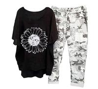 Hosenanzug Damen Elegant 2 Teiler Weite Caprihose und Große Größen Leicht Top Zweiteiler Outfit Leicht Schick Lässiger Anzug Freizeitanzug Hausanzug Tracksuit Leinenanzug Strand Urlaub Sale Angebote