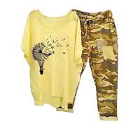 Hosenanzug Damen Elegant 2 Teiler Weite Caprihose und Große Größen Leicht Top Zweiteiler Outfit Leicht Schick Lässiger Anzug Freizeitanzug Hausanzug Tracksuit Leinenanzug Strand Urlaub Sale Angebote