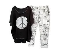 Hosenanzug Damen Elegant 2 Teiler Weite Caprihose und Große Größen Leicht Top Zweiteiler Outfit Leicht Schick Lässiger Anzug Freizeitanzug Hausanzug Tracksuit Leinenanzug Strand Urlaub Sale Angebote