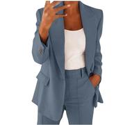 Hosenanzug Damen Elegant 2 Teilig Hosenanzug Langarm Business Anzug Set Zweiteiler Einfarbig Blazer Hose Festlich Lange Hosenanzüge Sportlich Slimfit Streetwear Frauen Baumwolle Freizeitanzug Blazers