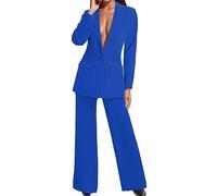 Hosenanzug Damen Elegant Business Hosenanzüge 2 Teiler Abendrobe Outfit Set Langarm Anzugjacke und Anzughosen Zweiteilig Büro Slimfit Formal Blazer Modern Festlicher Suit