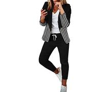 Hosenanzug Damen, Festlich Elegant Business Anzug Set Hosenanzug Blazer Hose Outfit Zweiteiler Slimfit Freizeitanzug Damen Anzug Damenanzug Mode 2 Stück Set Buisnesskleidung Frauen Hosenanzüge