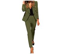 Hosenanzug Damen Festlich Elegant Business Hosenanzüge 2 Teiler Abendrobe Outfit Set Langarm Anzugjacke und Anzughosen Zweiteilig Büro Slimfit Formal Modern Festlicher Suit