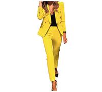 Hosenanzug Damen Festlich Elegant Business Hosenanzüge 2 Teiler Abendrobe Outfit Set Langarm Anzugjacke und Anzughosen Zweiteilig Büro Slimfit Formal Modern Festlicher Suit