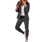 Hosenanzug Damen Festlich Elegant Business Hosenanzüge 2 Teiler Abendrobe Outfit Set Langarm Anzugjacke und Anzughosen Zweiteilig Büro Slimfit Formal Modern Festlicher Suit