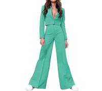 Hosenanzug Damen Festlich Elegant Curvy Sommer Hosenanzüge Business Anzug Set Zweiteiler Einfarbig Blazer Hose Festlich Lange Hosenanzüge Sportlich Elegant Streetwear Frauen Baumwolle Freizeitanzug