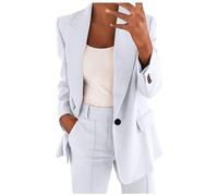 Hosenanzug Damen Festlich Elegant Einfarbig Blazer Zweiteiler Set Revers Langarm 2pc Anzug Outfit Locker Anzugjacke und Lang Anzughose Bequem Business Jacke Plus Size Arbeitsanzug S-5XL