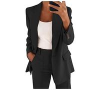 Hosenanzug Damen Festlich Elegant Einfarbig/Kariert Blazer Zweiteiler Set Revers Langarm 2pc Anzug Outfit Schlank Anzugjacke und Hose mit Elastischer Taille Bequem Business Jacke Partykleidung