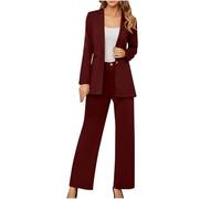 Hosenanzug Damen Festlich Elegant Große Größen Blazer Anzug Set Einfarbig Streetwear Zweiteilig Hosenanzüge für Damen Business Modern Anzughose Revers Slim Fit Sportlich Büro Outfits Anzugjacke