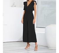 Hosenanzug Damen Festlich Elegant, Jumpsuit Overall Sommer, Lang Einteiler Outfit Frauen Komplett, Romper Playsuit Kostüm, Weites Bein Ärmellos Hosenanzug Damen Festlich Curvy Jumpsuit Damen Party