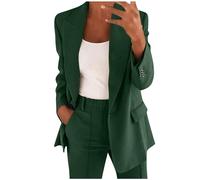 Hosenanzug Damen Festlich Elegant Zweiteiler Damen Elegant 2 Teilig Business Casual Anzüge Set Einfarbig Lange AnzugBlazer Elastischer Bund Hose Festlich Hosenanzüge Slimfit Frauen Freizeitanzug