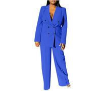 Hosenanzug Damen Hochzeit Zweiteilig 2 Teilig Hosenanzüge Business Anzug Set Zweiteiler Einfarbig Blazer Hose Festlich Lange Hosenanzüge Sportlich Slimfit Streetwear Frauen Baumwolle Freizeitanzug