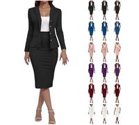Hosenanzug Damen Kostüme Damen Elegant Blazer 2-Teiliges Outfit Rock Anzug Set Dünne Festlich Blazer Bleistiftrock Anzug Sets Casual Outfits für Arbeit Business Kostüm Hosenanzüge